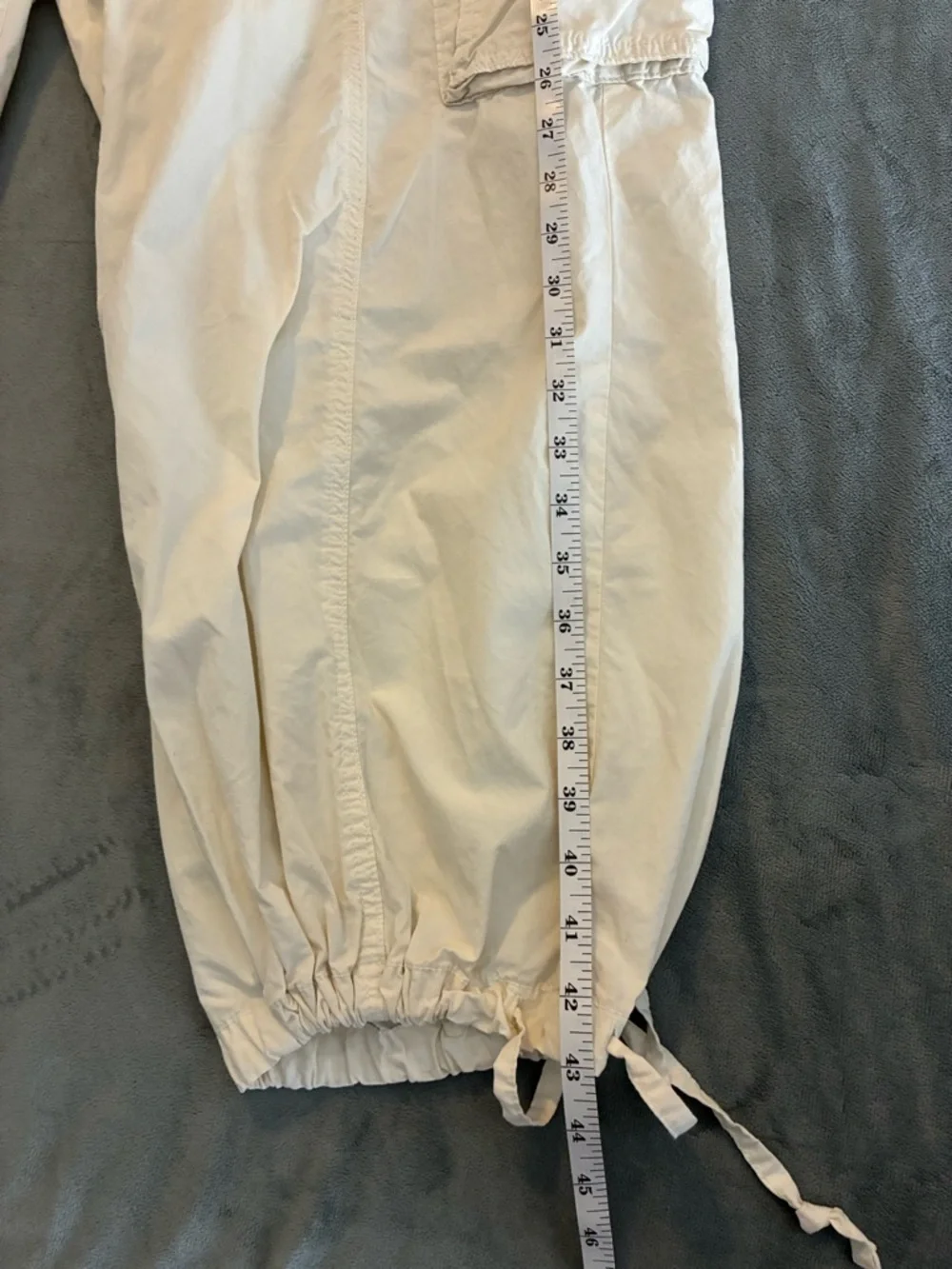 aerie Cream Wide-Leg Cargo Pants with Drawstring Waist - Picture 15 of 16